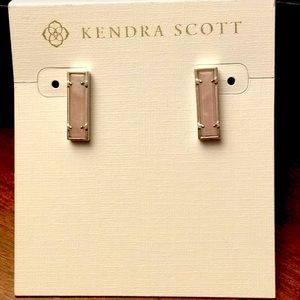 NWT Kendra Scott Lady Rose Quartz/Rhodium Earrings